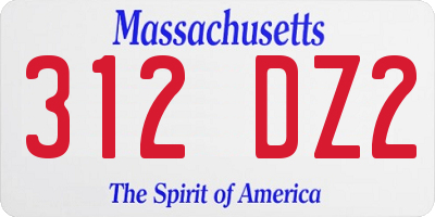 MA license plate 312DZ2