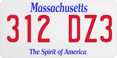 MA license plate 312DZ3
