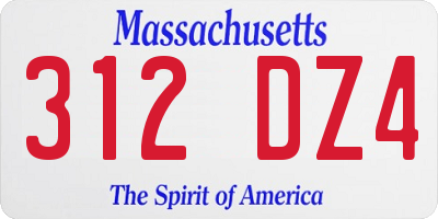 MA license plate 312DZ4