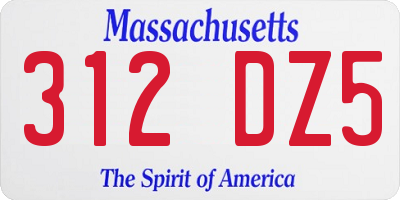MA license plate 312DZ5
