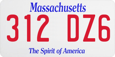MA license plate 312DZ6
