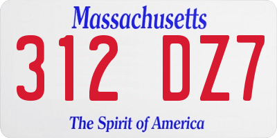 MA license plate 312DZ7