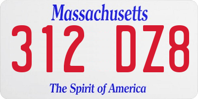 MA license plate 312DZ8