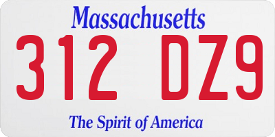 MA license plate 312DZ9