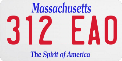 MA license plate 312EA0