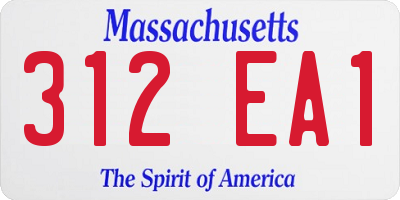 MA license plate 312EA1
