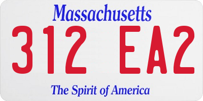 MA license plate 312EA2