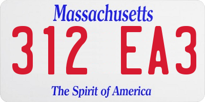MA license plate 312EA3