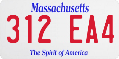 MA license plate 312EA4