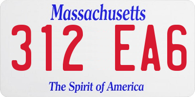 MA license plate 312EA6