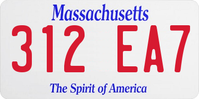 MA license plate 312EA7