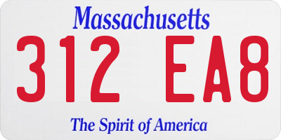MA license plate 312EA8