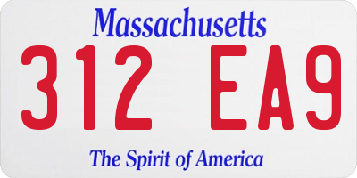 MA license plate 312EA9