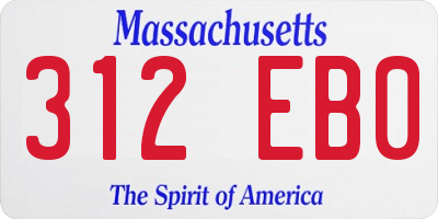 MA license plate 312EB0