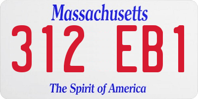 MA license plate 312EB1
