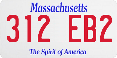 MA license plate 312EB2