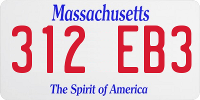 MA license plate 312EB3