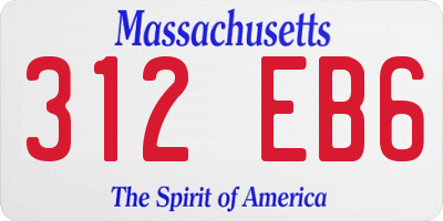 MA license plate 312EB6