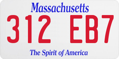 MA license plate 312EB7