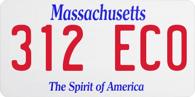 MA license plate 312EC0