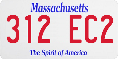 MA license plate 312EC2