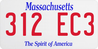 MA license plate 312EC3