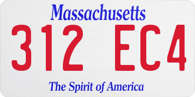 MA license plate 312EC4