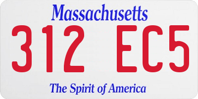 MA license plate 312EC5