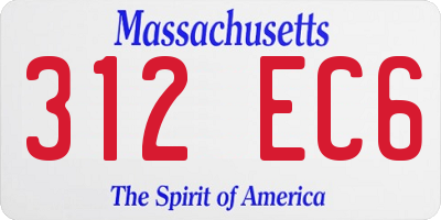 MA license plate 312EC6