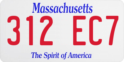 MA license plate 312EC7
