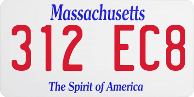 MA license plate 312EC8