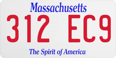 MA license plate 312EC9