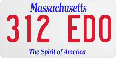 MA license plate 312ED0