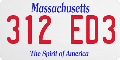 MA license plate 312ED3