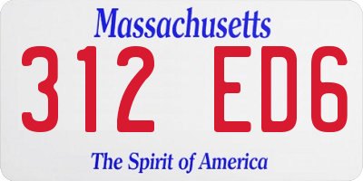 MA license plate 312ED6