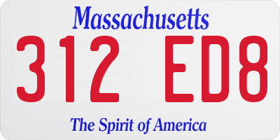 MA license plate 312ED8