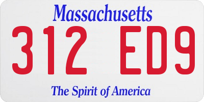 MA license plate 312ED9