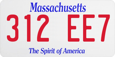MA license plate 312EE7