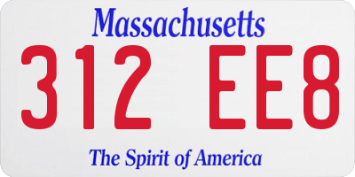 MA license plate 312EE8