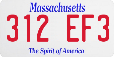 MA license plate 312EF3