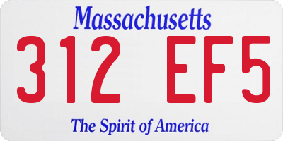 MA license plate 312EF5