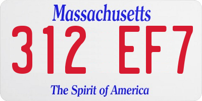 MA license plate 312EF7