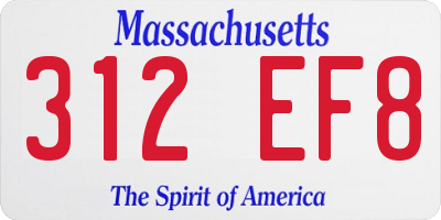 MA license plate 312EF8