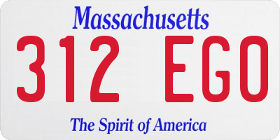 MA license plate 312EG0