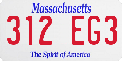 MA license plate 312EG3