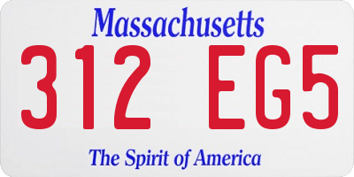 MA license plate 312EG5