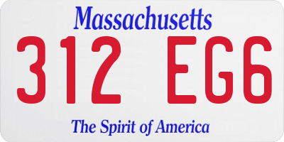 MA license plate 312EG6