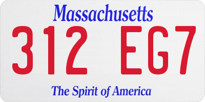 MA license plate 312EG7