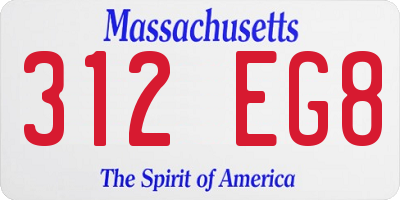 MA license plate 312EG8