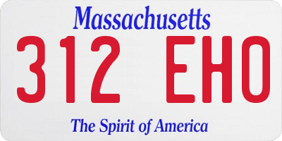 MA license plate 312EH0